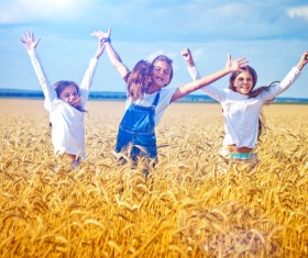 Kids in the wheat field Stock Photo 03