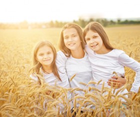 Kids in the wheat field Stock Photo 05