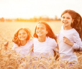 Kids in the wheat field Stock Photo 07
