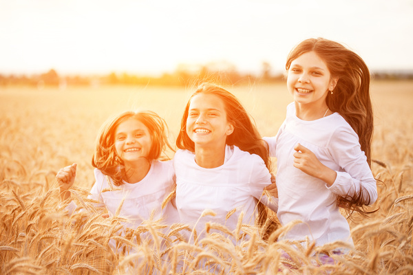 Kids in the wheat field Stock Photo 07
