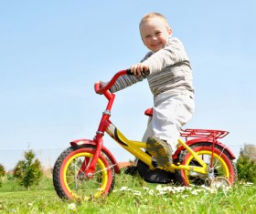 Kids with bike Stock Photo