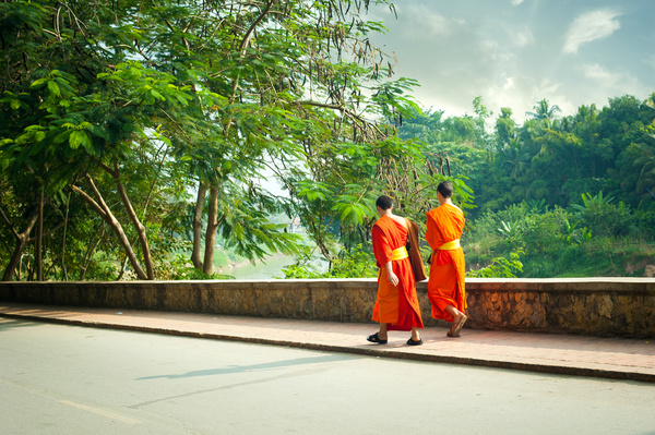 Laos monk Stock Photo