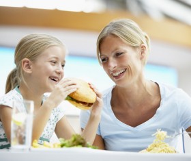 Like to eat hamburger little girl Stock Photo 03