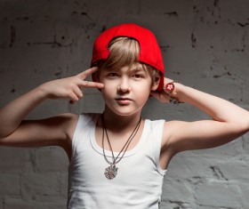 Little boy enjoying rappers Stock Photo