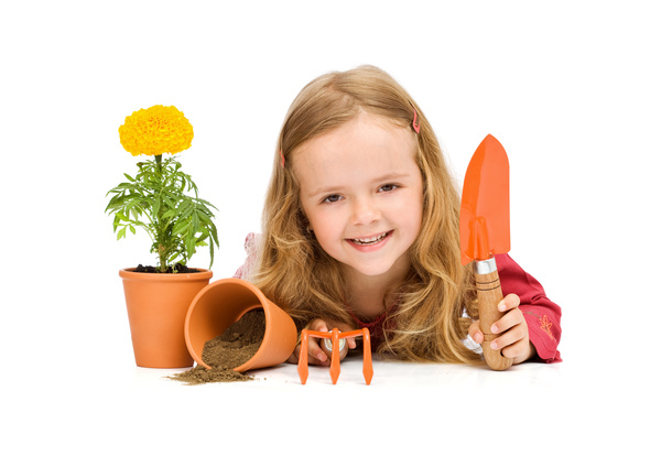 Little girl and toy Stock Photo