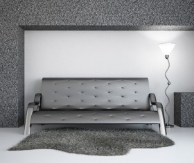 Living Room Black Fashion Sofa Stock Photo 01