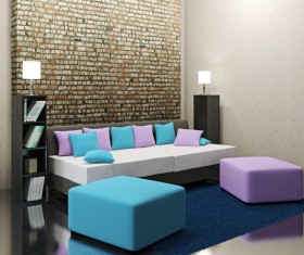 Living room fashion color sofa Stock Photo 05