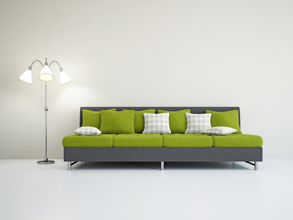 Living room fashion sofa and floor lamp Stock Photo 01