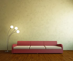 Living room fashion sofa and floor lamp Stock Photo 02