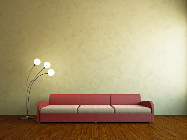 Living room fashion sofa and floor lamp Stock Photo 02
