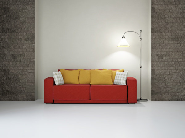 Living room red fashion sofa Stock Photo