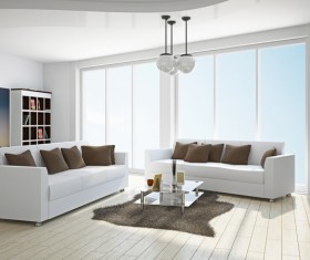Living room white sofa Stock Photo