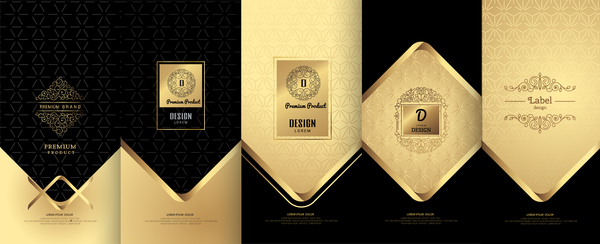 Luxury golden cover template vector 01