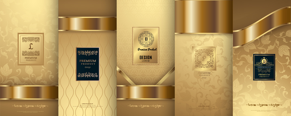 Luxury golden cover template vector 02