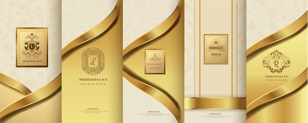 Luxury golden cover template vector 03