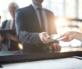 Man checking in Stock Photo