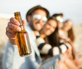 Man hands with beer close-up Stock Photo 01