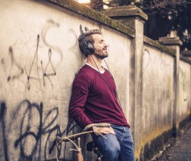 Man listening to music Stock Photo 02