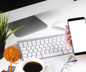 Man using laptop and smartphone Stock Photo 03
