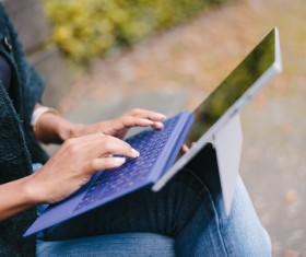 Man using laptop and smartphone Stock Photo 04