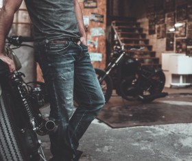 Man who loves motorcycles Stock Photo 01