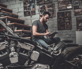 Man who loves motorcycles Stock Photo 03