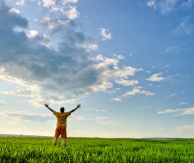 Man who wants Hugs sky Stock Photo 03