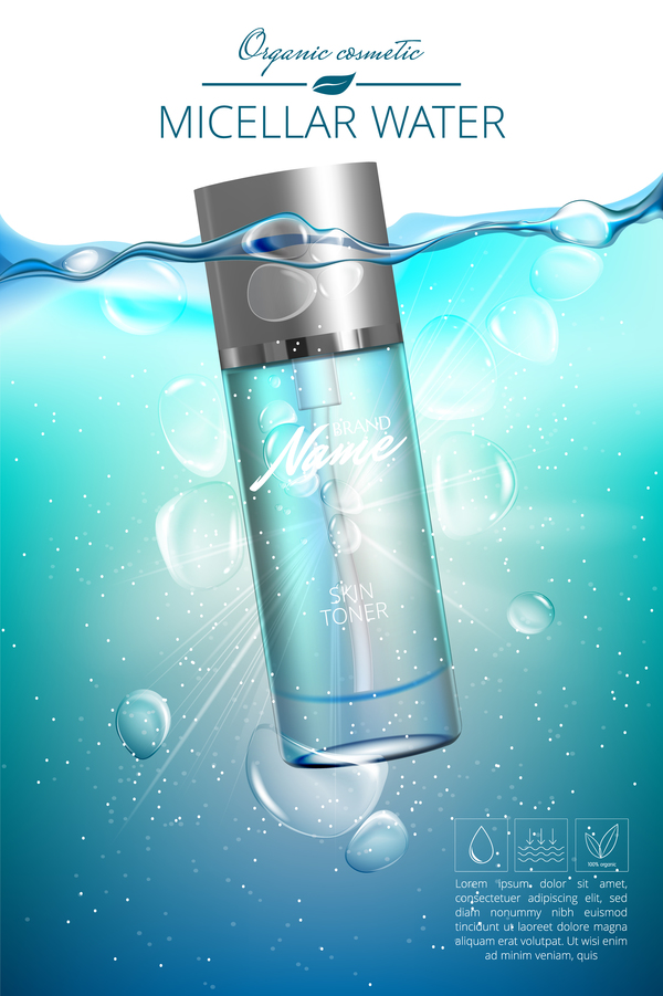 Micellar water cosmetic advertising poster vector