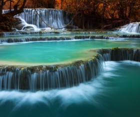 Mountain waterfall scenery Stock Photo 01