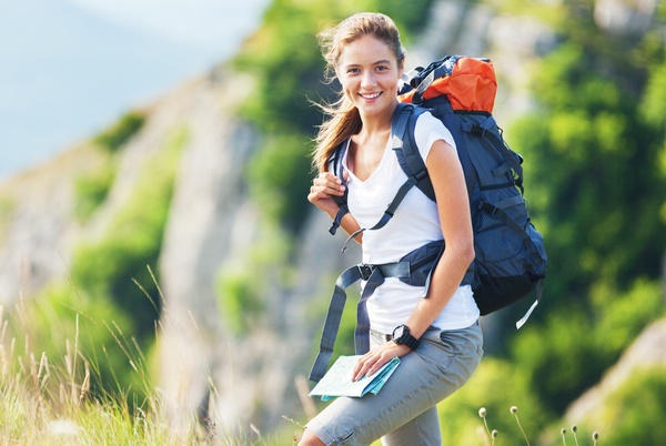 Mountaineering Woman tourist Stock Photo free download