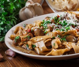 Mushroom pasta Stock Photo
