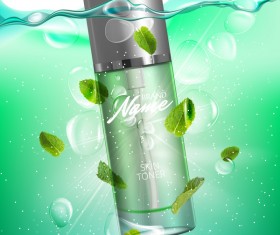 Natural mint cosmetic advertising poster vector