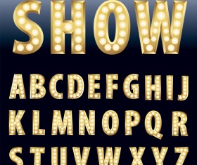 Orange neon alphabet vector material