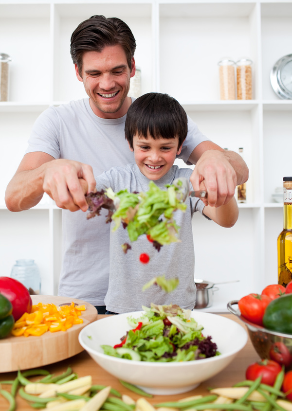 Parents teach children to cook Stock Photo 03