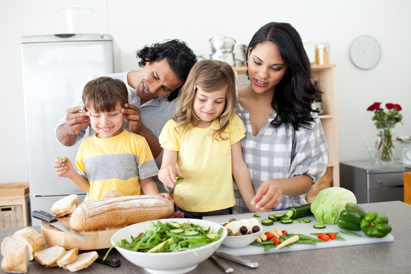 Parents teach children to cook Stock Photo 05
