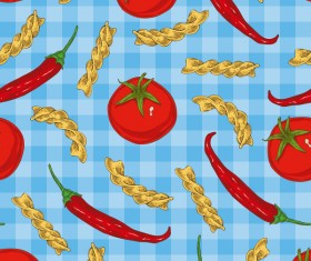 Pasta and vegetable pattern seamless vector 03