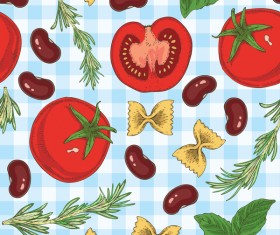 Pasta and vegetable pattern seamless vector 05