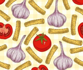 Pasta and vegetable pattern seamless vector 06