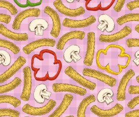 Pasta and vegetable pattern seamless vector 08