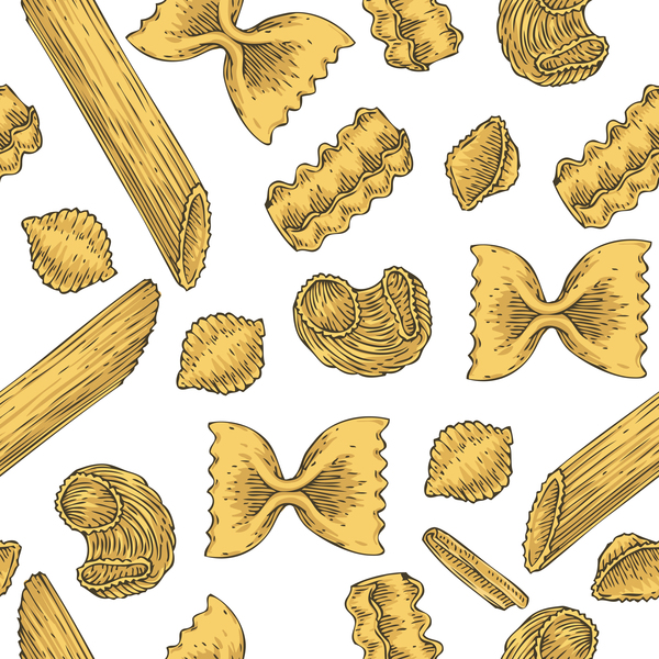 Pasta seamless pattern vector
