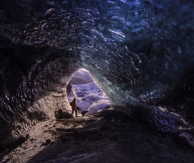 People exploring the cave Stock Photo 03