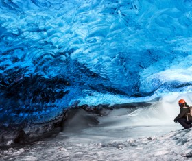 People exploring the cave Stock Photo 04