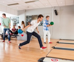 People playing bowling Stock Photo