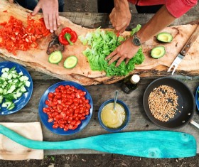 People preparing nutritious vegetable cuisine Stock Photo