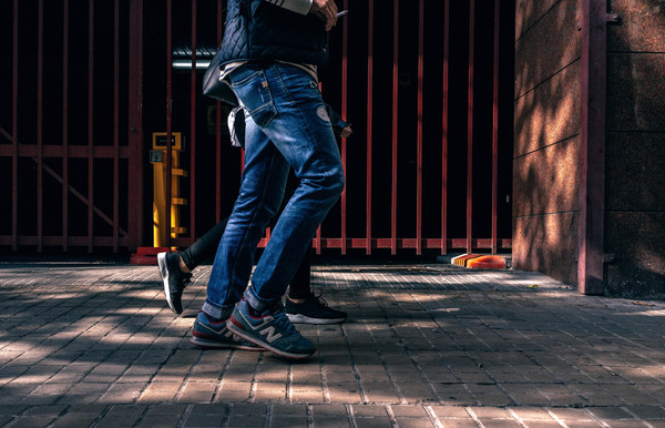 People walking on road with casual jeans style Stock Photo