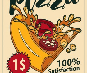 Pizza vintage poster vector material