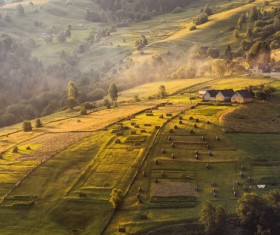 Prairie landscape photography under dusk Stock Photo