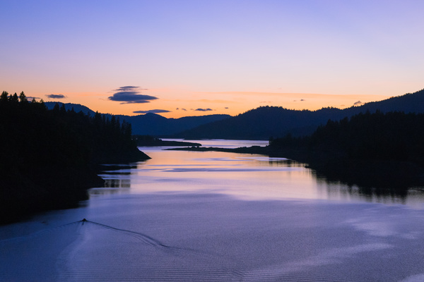 Quiet calm lake at twilight Stock Photo