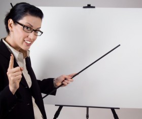 Ready to introduce product woman Stock Photo