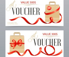 Realistic ribbons vouchers template vector